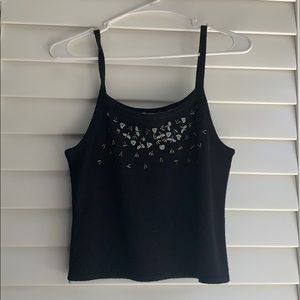Black Beaded Sweater Tank Top